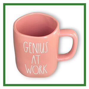 Rae Dunn "Genius At Work" Orange Pink 16oz Ceramic Mug